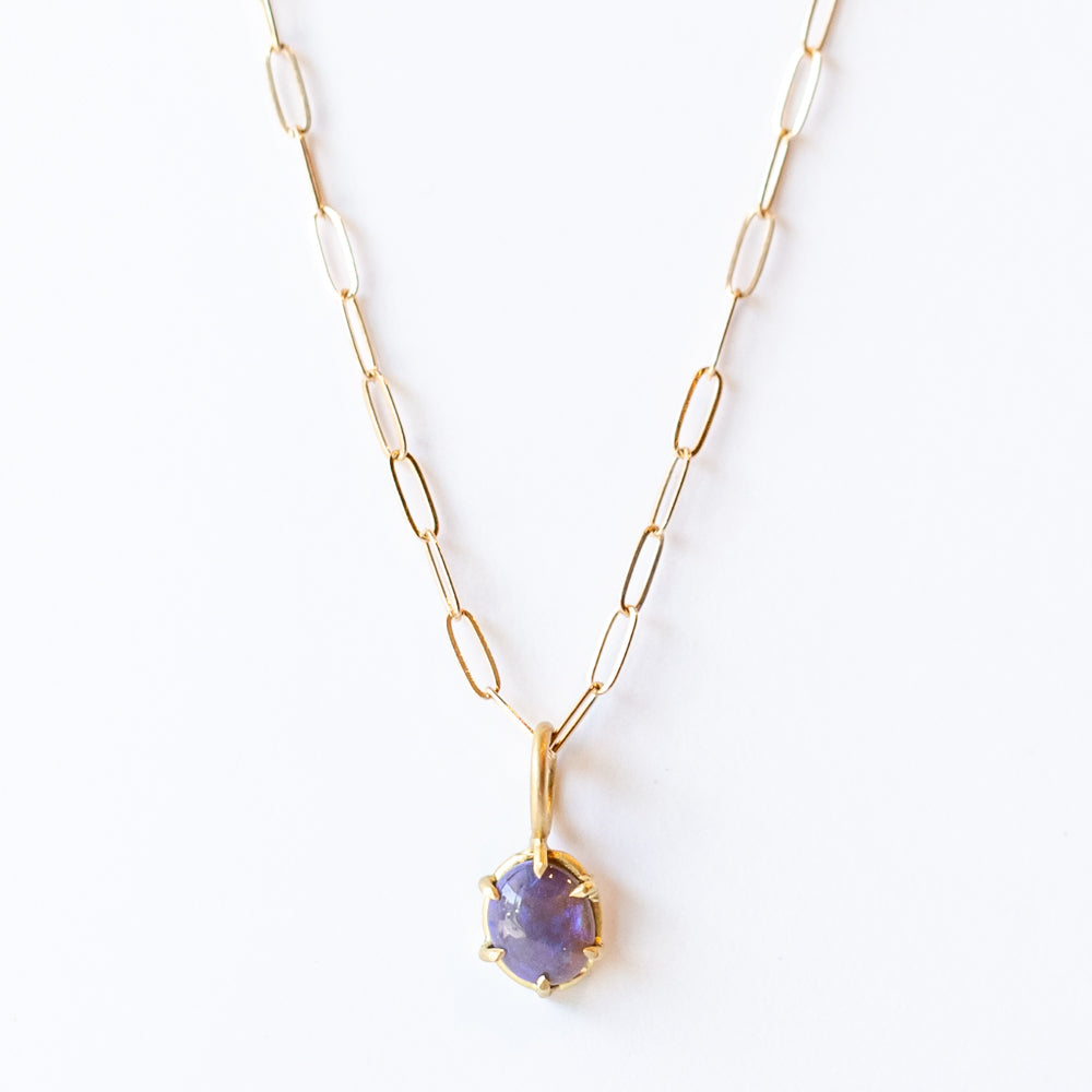 Small Oval Translucent Muted Purple Opal Basket Charm