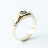 Bi-Color Green Blue Sapphire Domed Pillow Ring