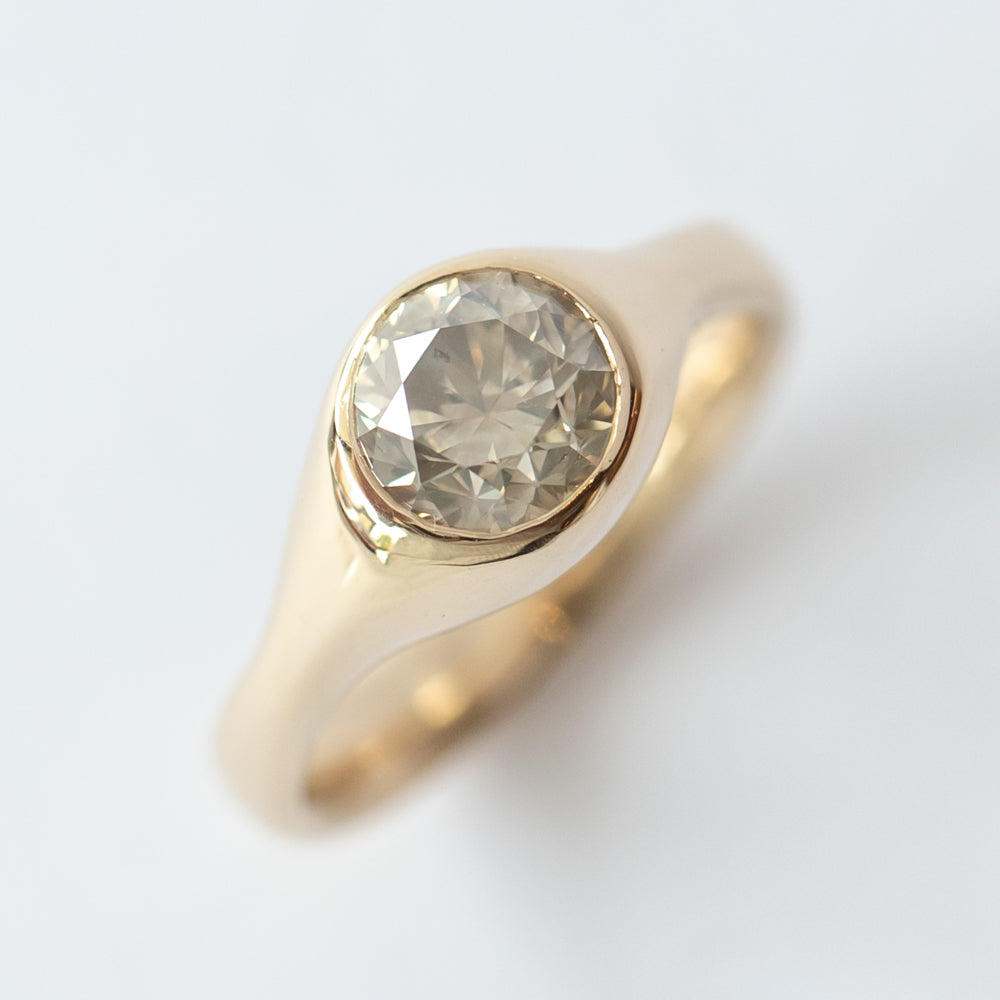 Phoebe Signet Solitaire Diamond Ring