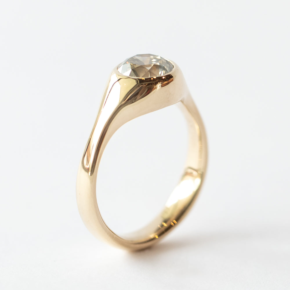 Phoebe Signet Solitaire Diamond Ring