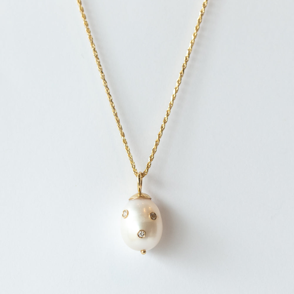 Baroque Pearl and Diamond Drop Charm