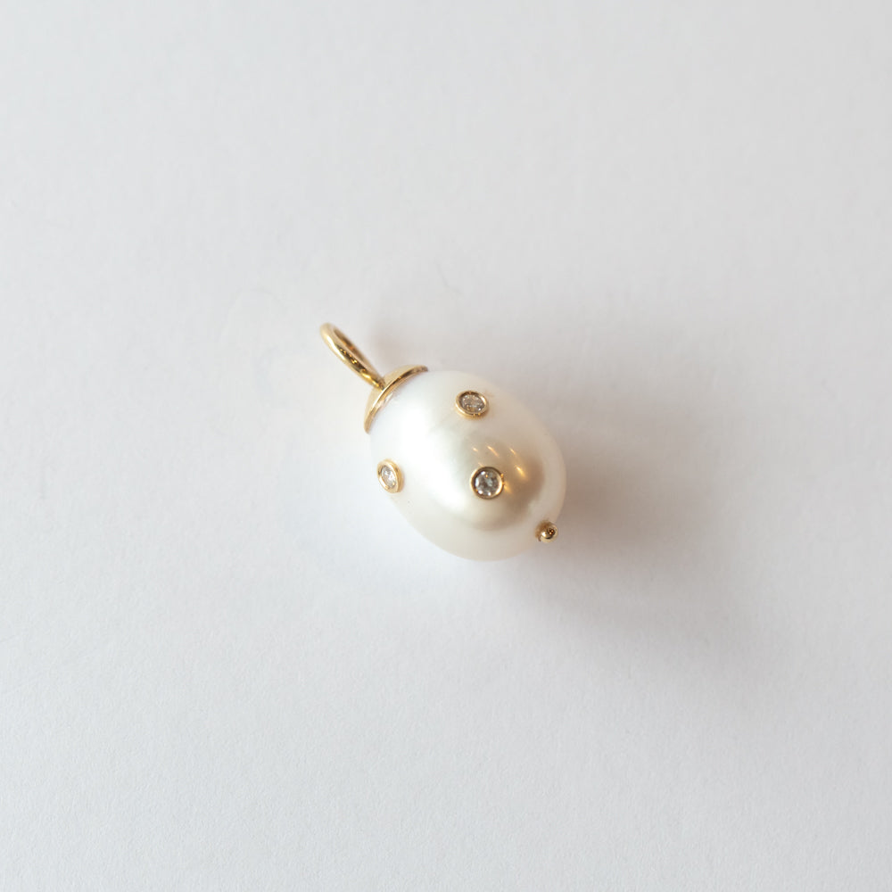 Baroque Pearl and Diamond Drop Charm