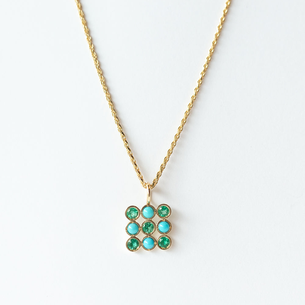 Emerald and Turquoise Grande Checkerboard Charm