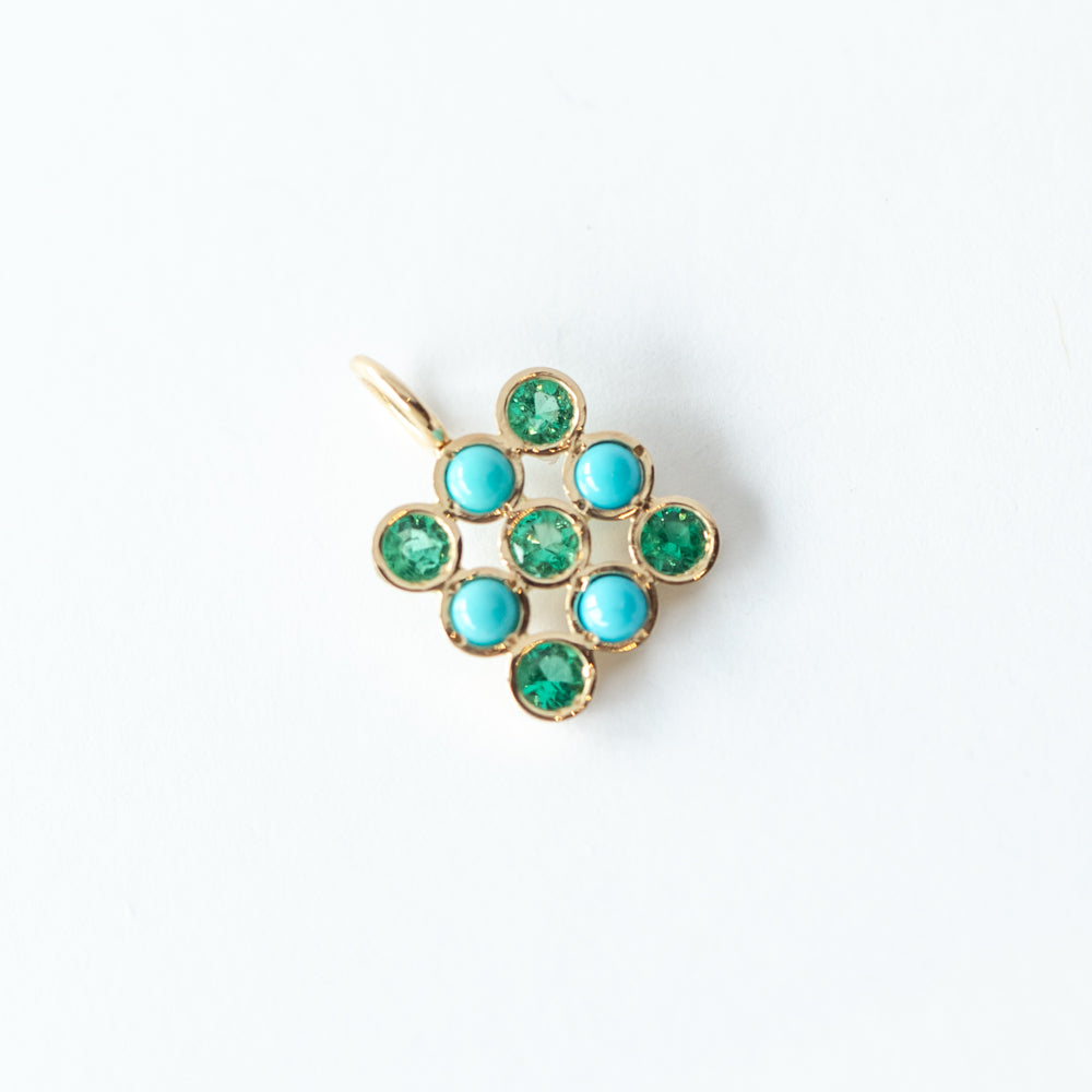 Emerald and Turquoise Grande Checkerboard Charm