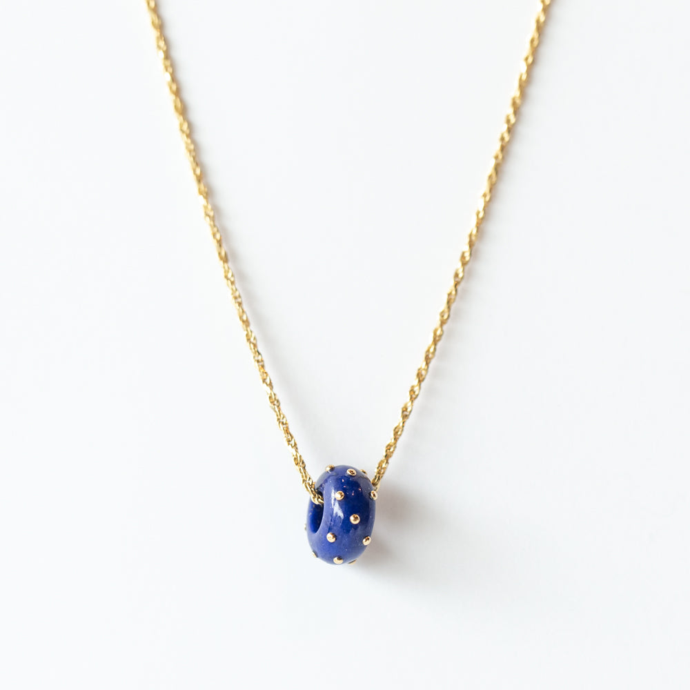 Lapis and Gold Dot Rondelle Bead Charm