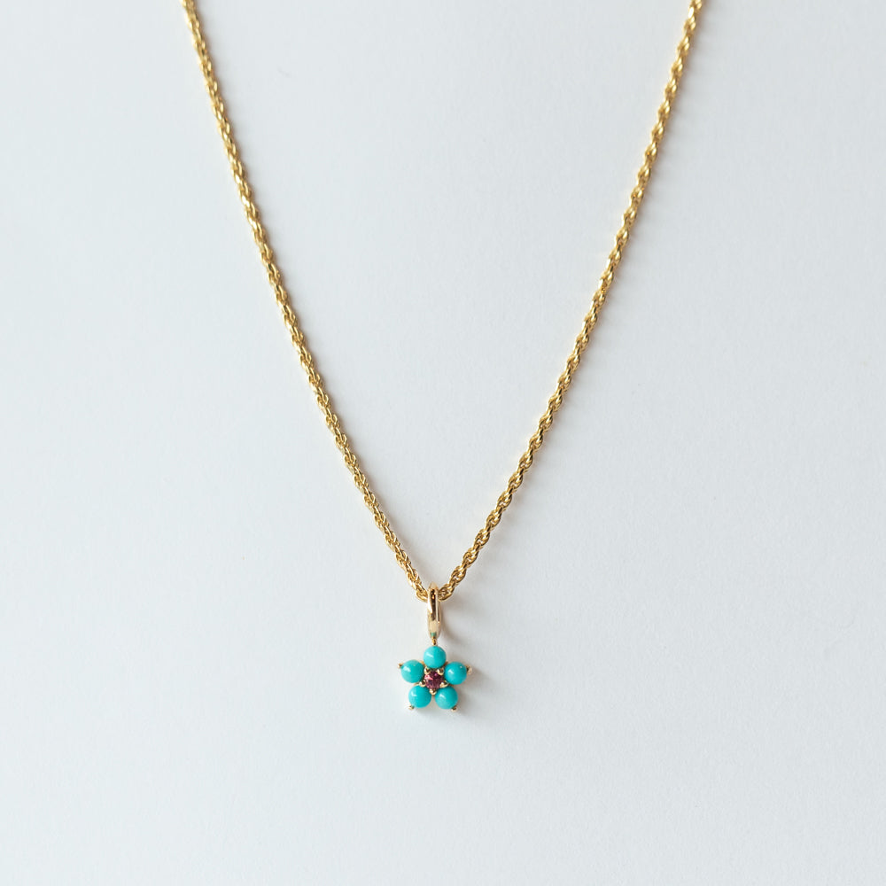 Turquoise and Tourmaline Aurora Flower Charm