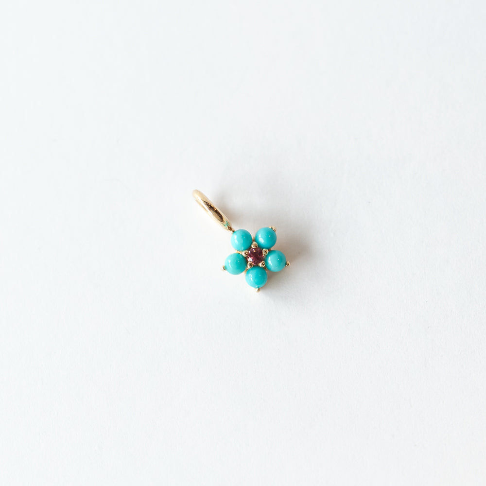 Turquoise and Tourmaline Aurora Flower Charm