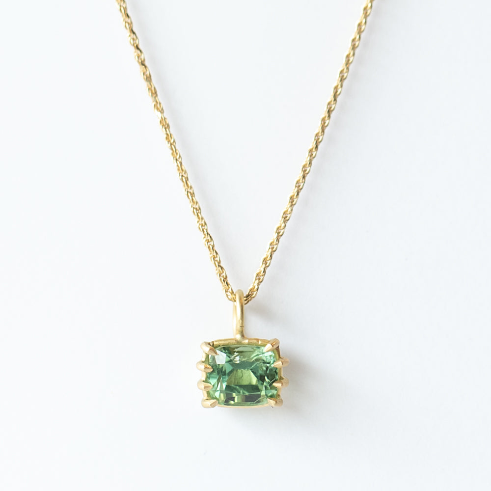 Cushion Seafoam Green Tourmaline Basket Charm