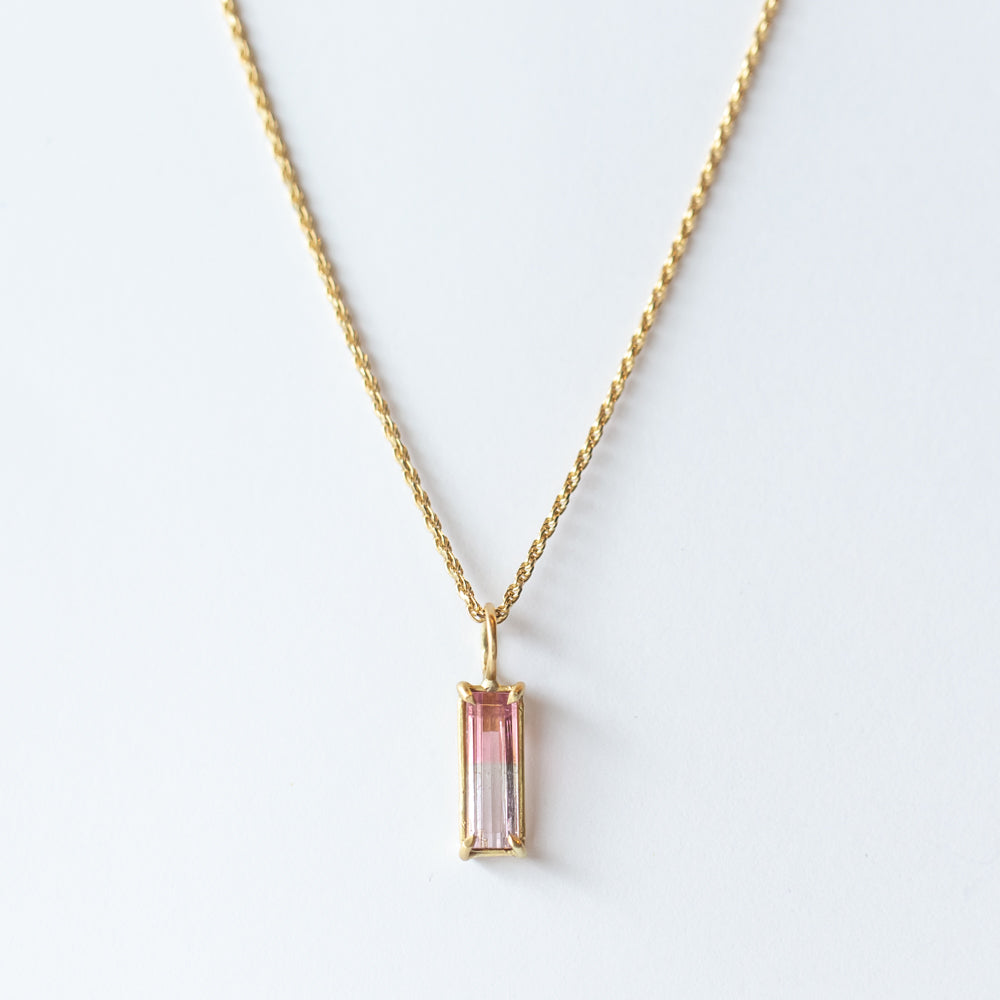 Rectangular Bi-Color Pink Tourmaline Basket Charm