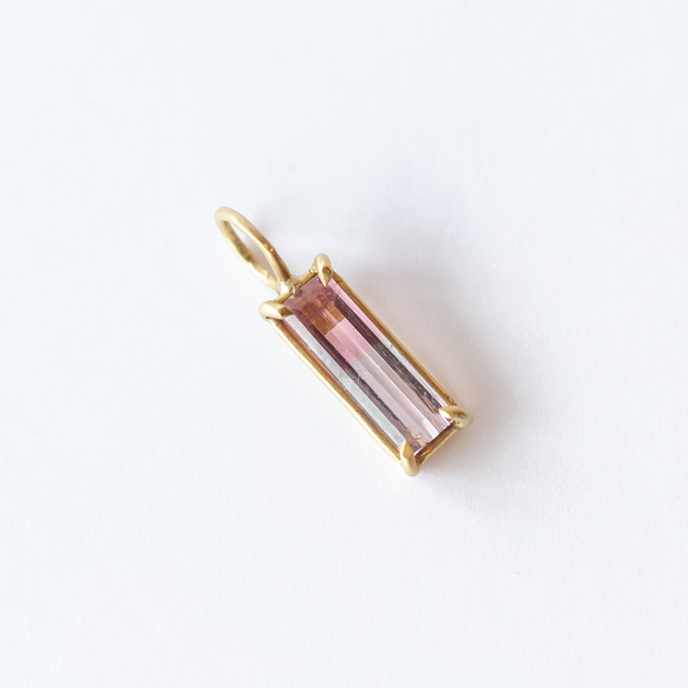 Rectangular Bi-Color Pink Tourmaline Basket Charm
