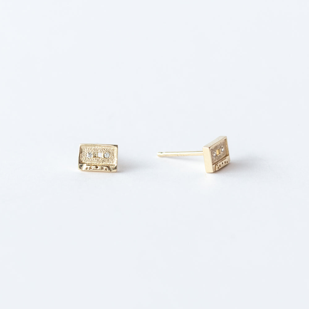 Mini Mixtape Stud Earrings with Diamonds
