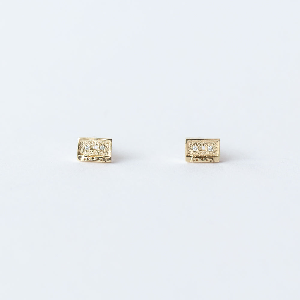 Mini Mixtape Stud Earrings with Diamonds