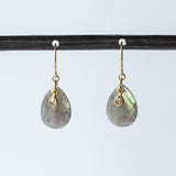 Labradorite Teardrop Earrings with Diamond Dangle