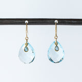 Blue Topaz Teardrop Earrings with with Sapphire Dangles