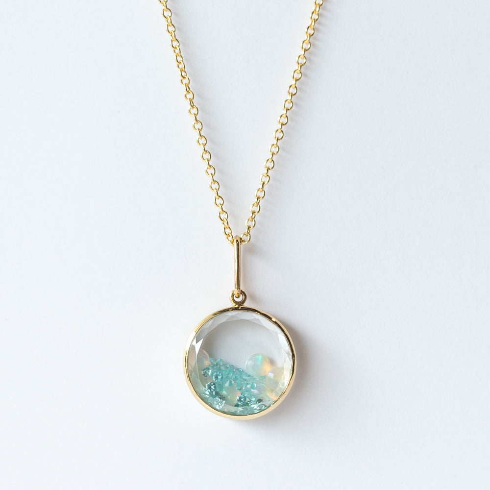 Paraiba Tourmaline and Opal Round Shaker Necklace