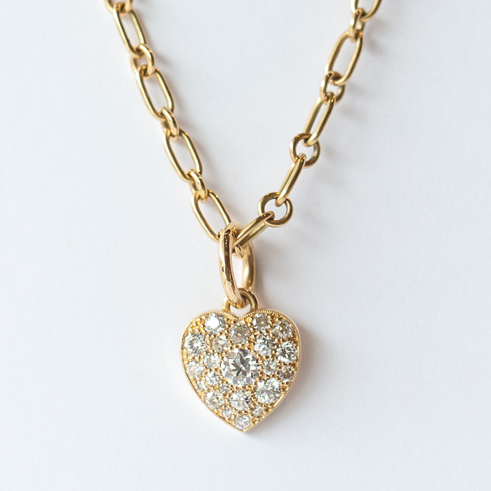 Small Cobblestone Diamond Heart Charm
