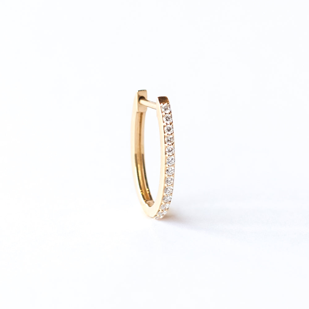 Classic Oval Diamond Hoop Earring (Single)