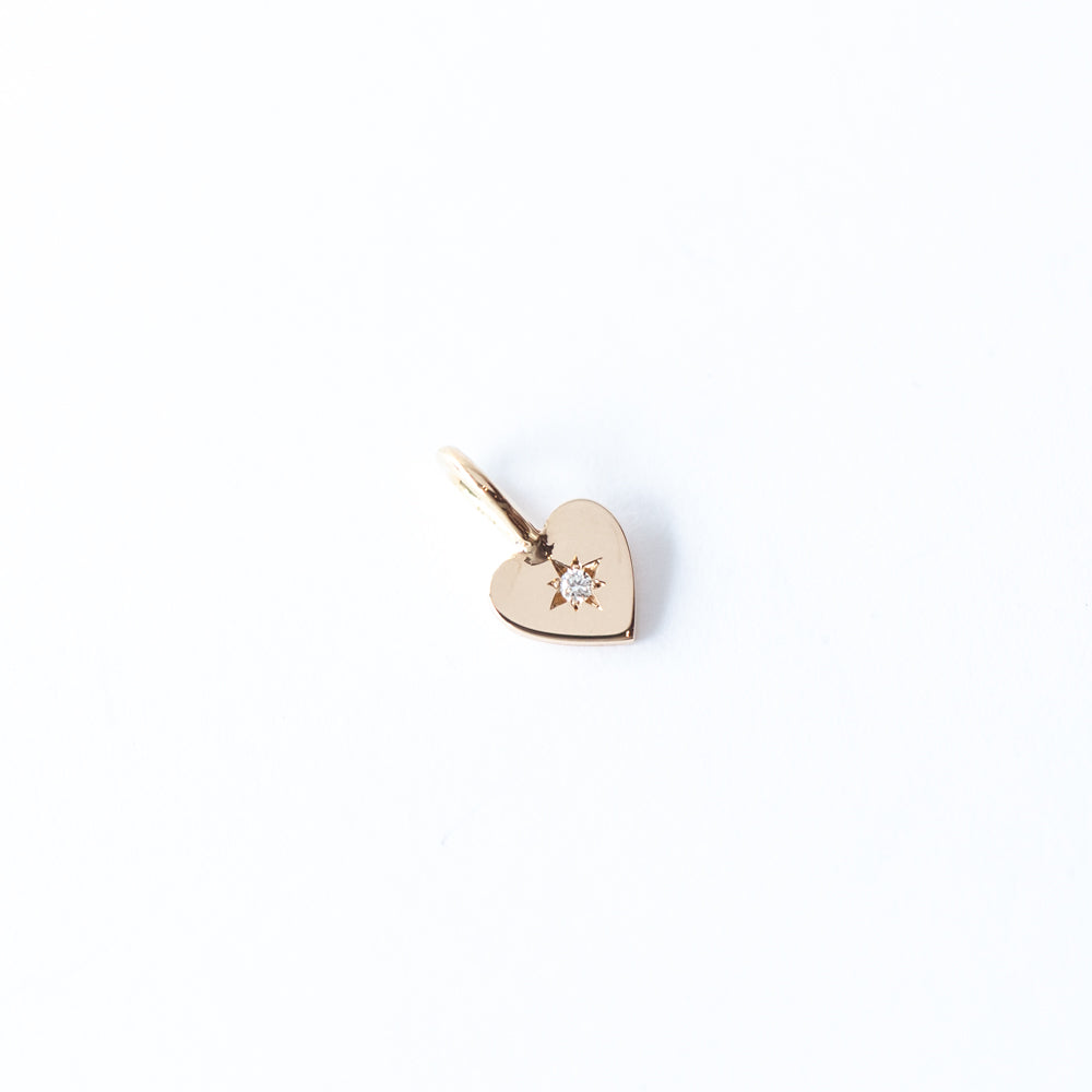 Midi Bitty Single Star Set Diamond Heart Charm,