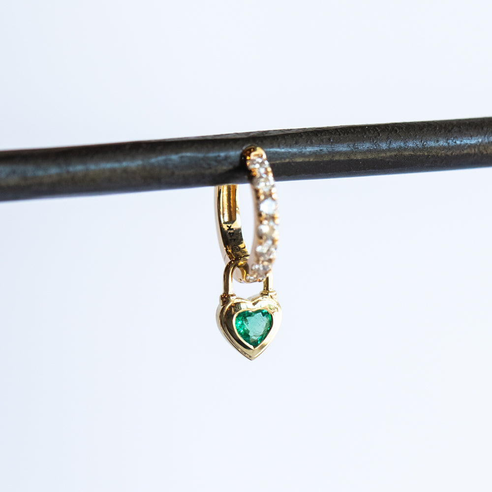Beating Heart Emerald Earring Charm (Single)