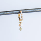 Classic Small Pearl and Marquise Diamond Earring Charm (Single)