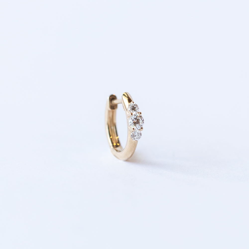 Small Engraved Diamond Hoop Earring (Single)