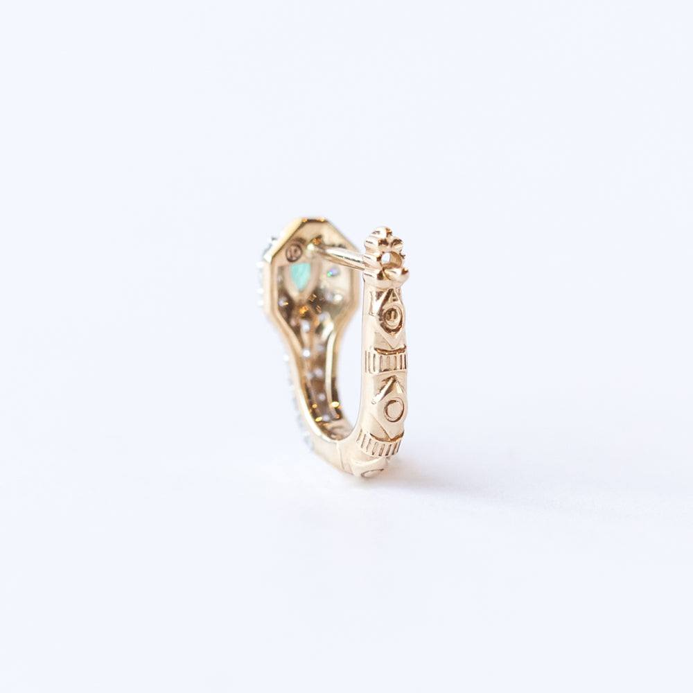 Diamondback Emerald Snake Hoop Earring (Single)