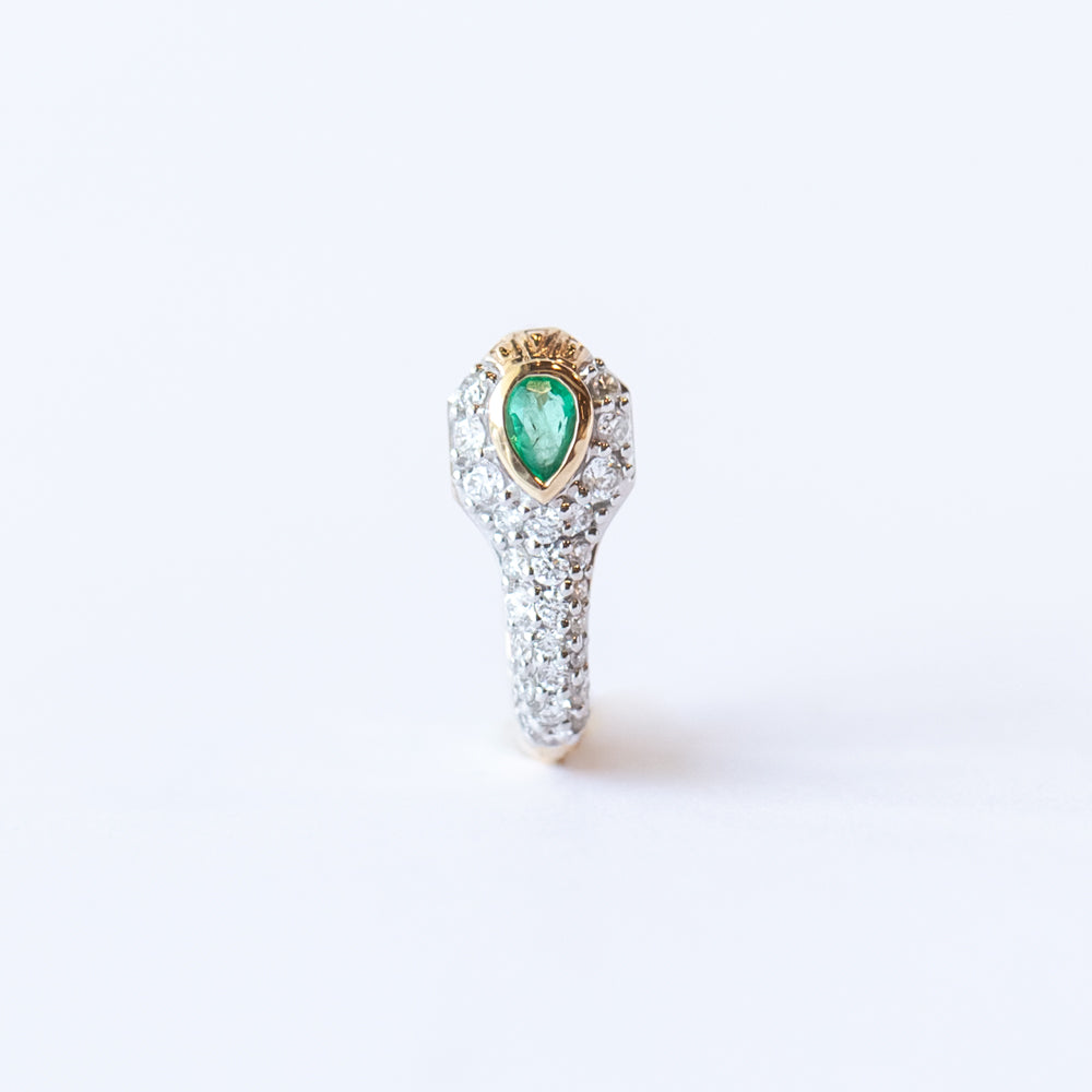 Diamondback Emerald Snake Hoop Earring (Single)