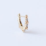 Lacey Engraved Fan Hoop Earring with Diamonds (Single)
