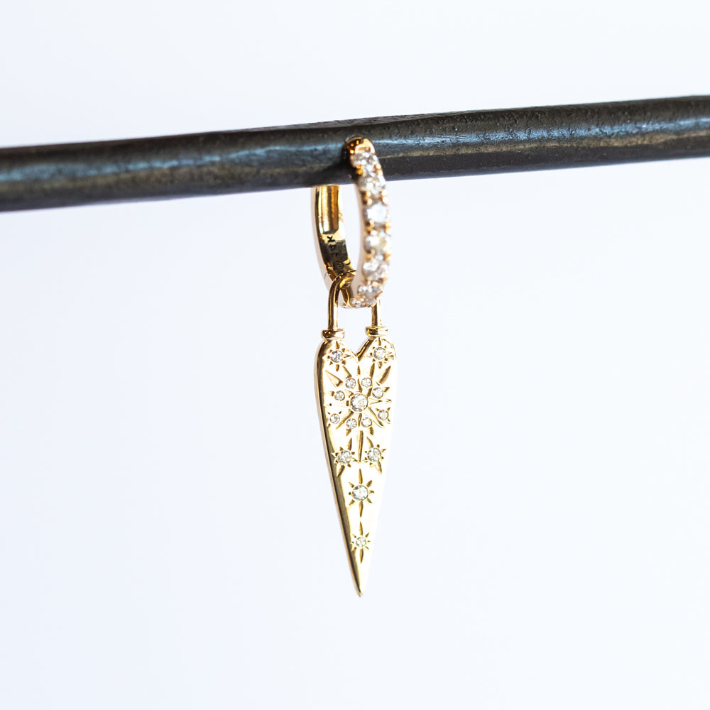 Love Explosion Diamond Heart Earring Charm (Single)