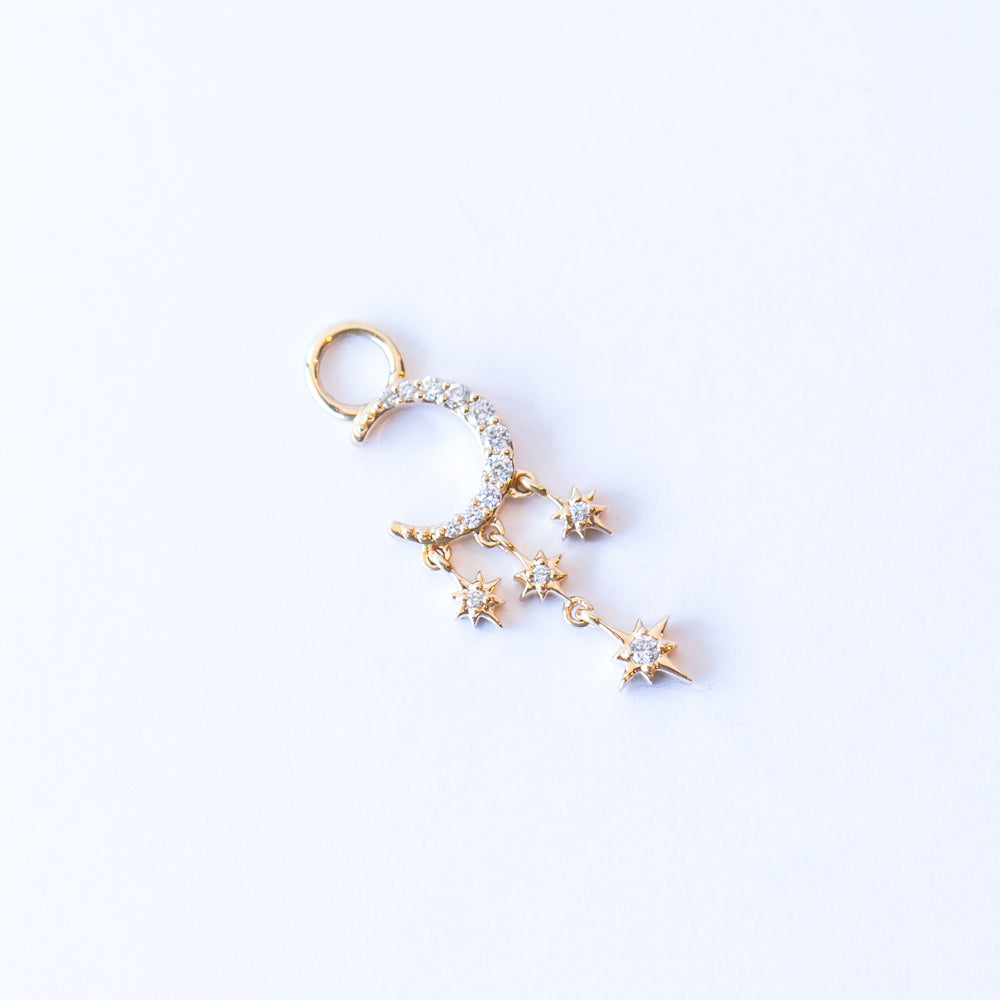 Make a Wish Small Crescent Moon and Star Earring Charm (Single)