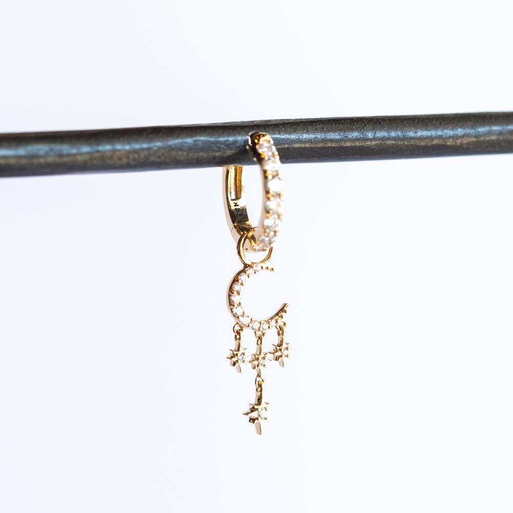 Make a Wish Small Crescent Moon and Star Earring Charm (Single)