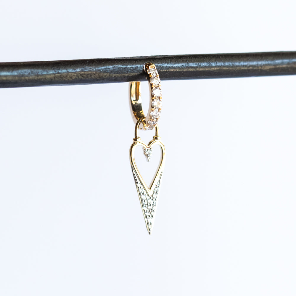 Open Heart Pave Diamond Earring Charm (Single)