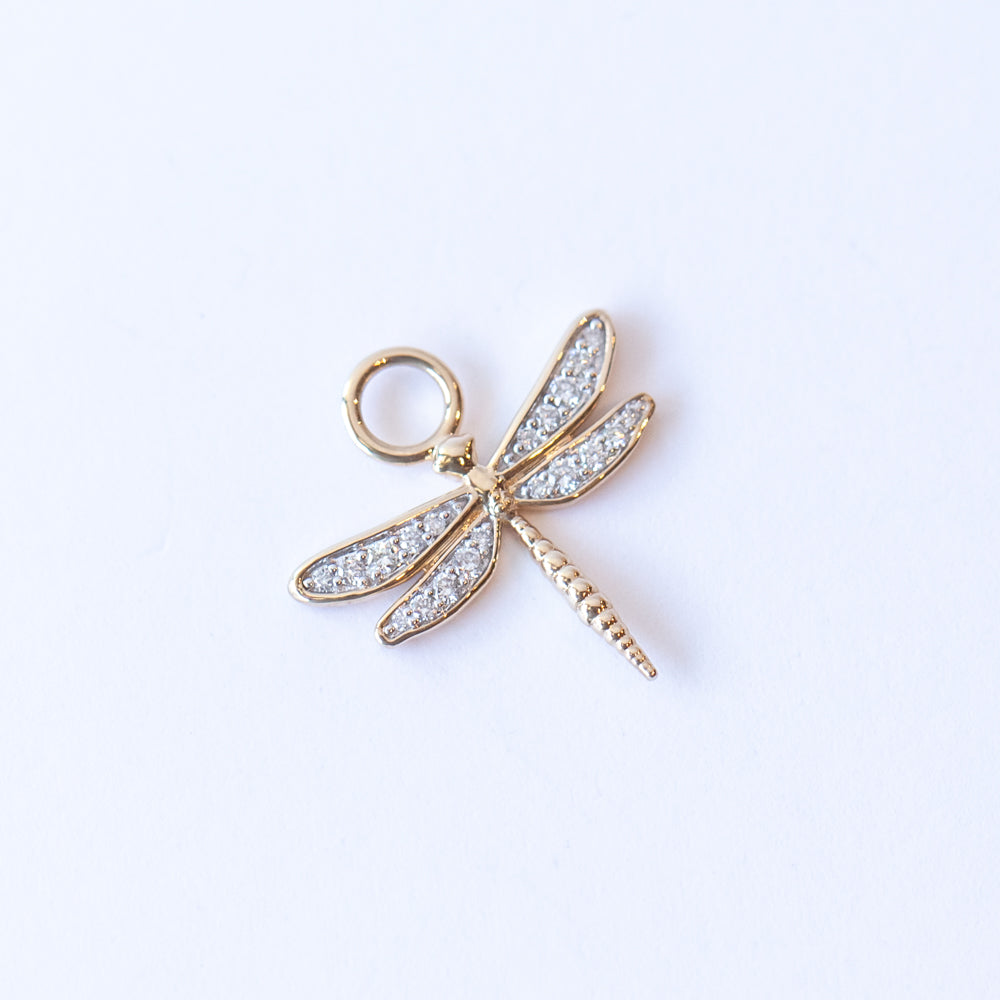 Small Diamond Dragonfly Earring Charm (Single)