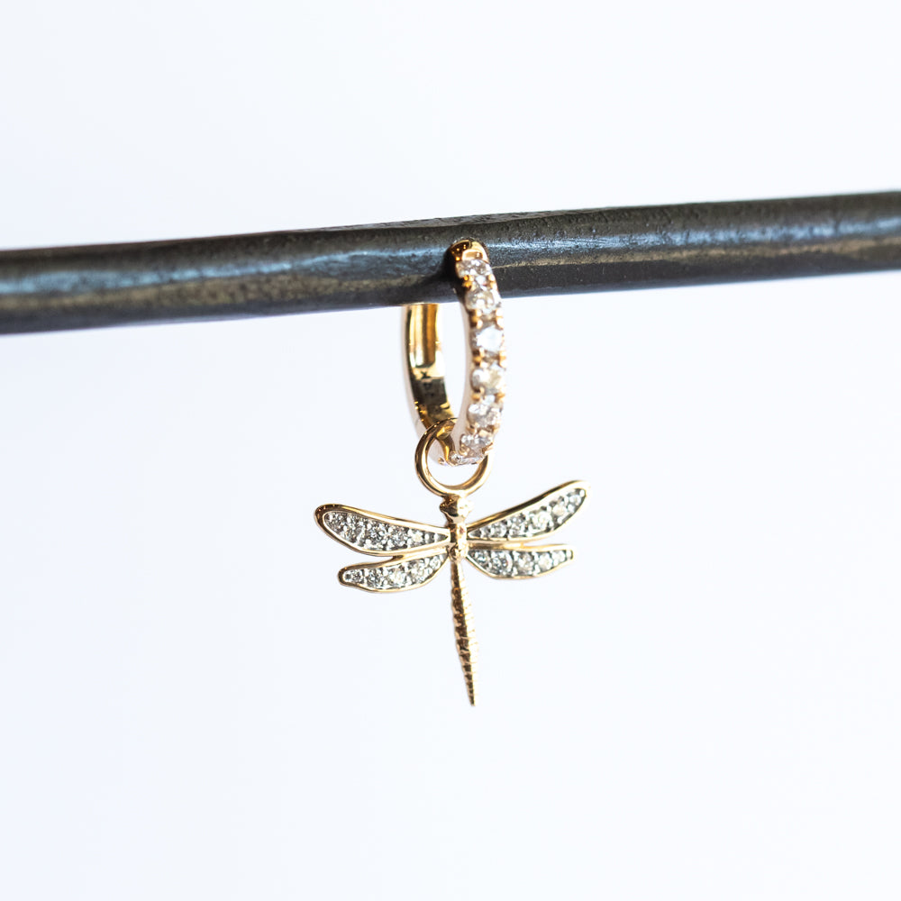 Small Diamond Dragonfly Earring Charm (Single)