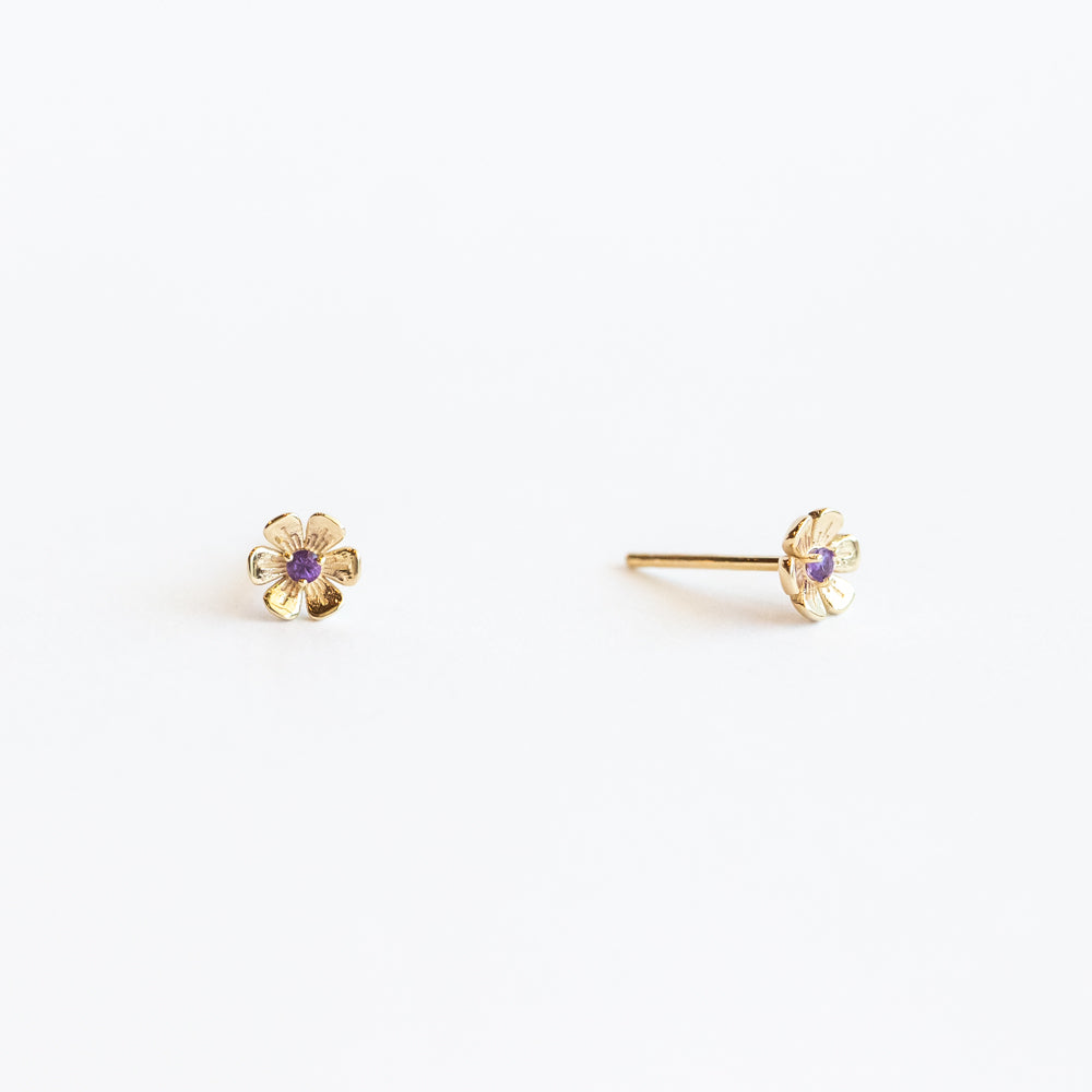 In Bloom Birthstone Stud Earrings, Amethyst