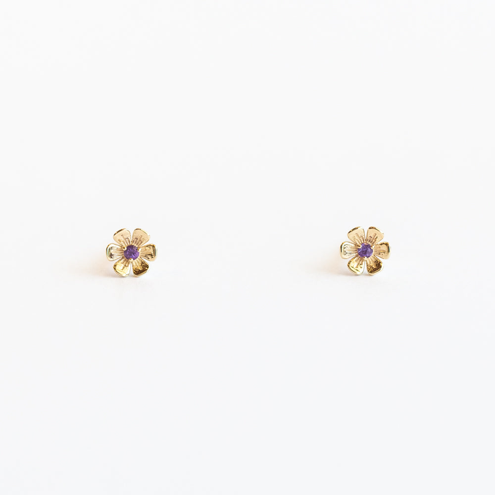In Bloom Birthstone Stud Earrings, Amethyst