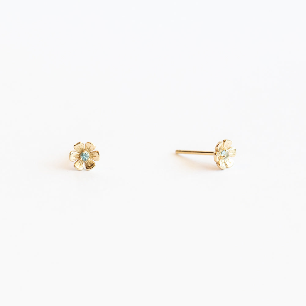 In Bloom Birthstone Stud Earrings, Aquamarine
