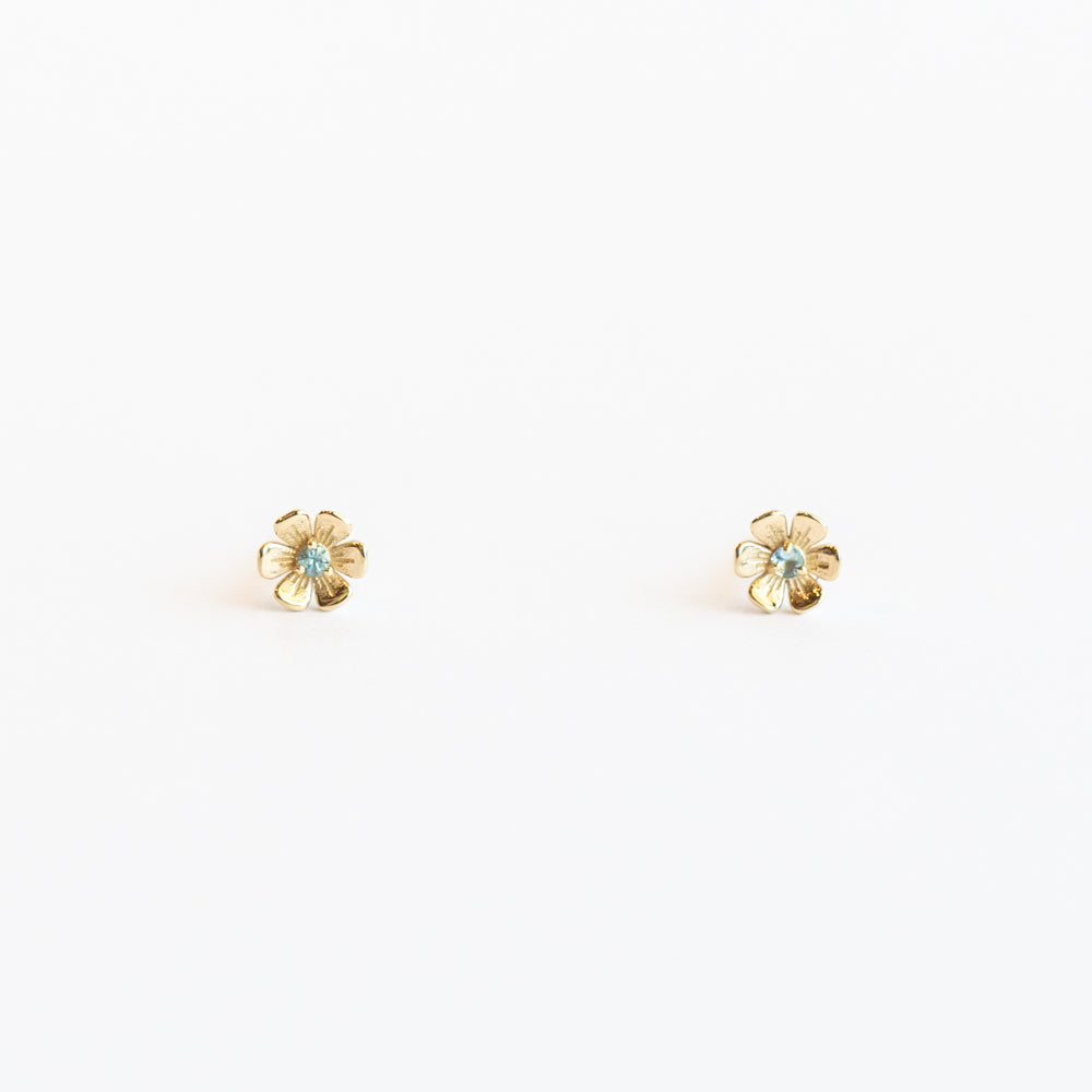 In Bloom Birthstone Stud Earrings, Aquamarine