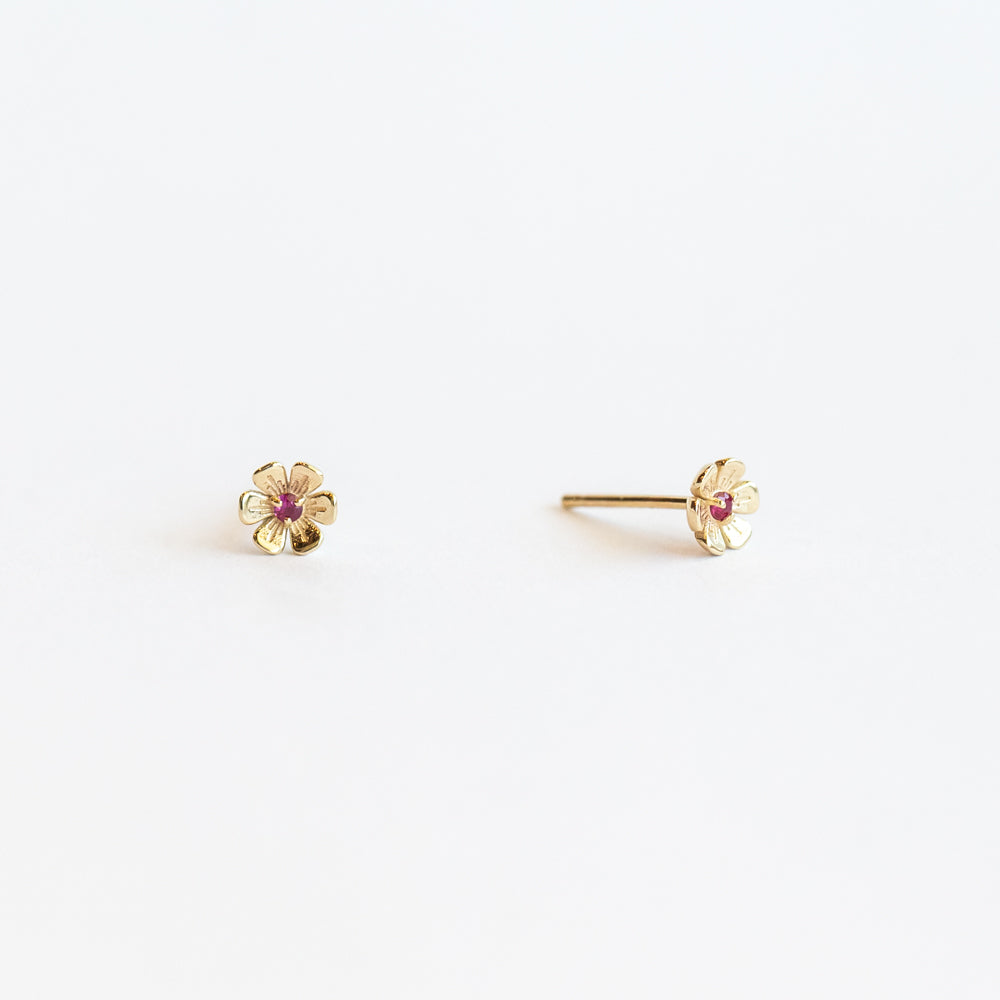 In Bloom Birthstone Stud Earrings, Ruby