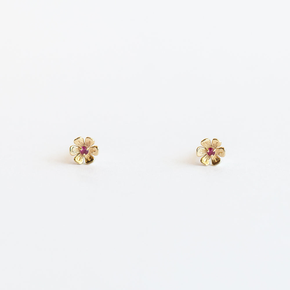 In Bloom Birthstone Stud Earrings, Ruby