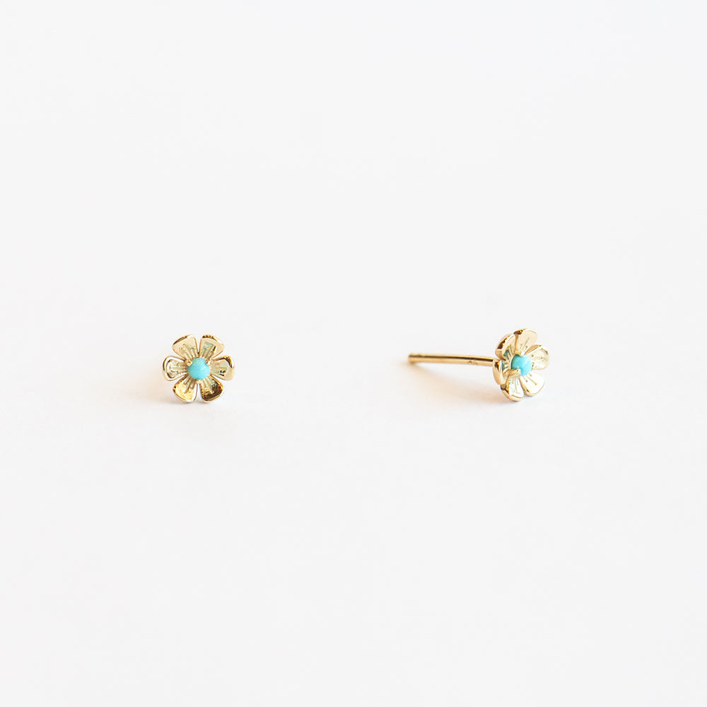 In Bloom Birthstone Stud Earrings, Turquoise