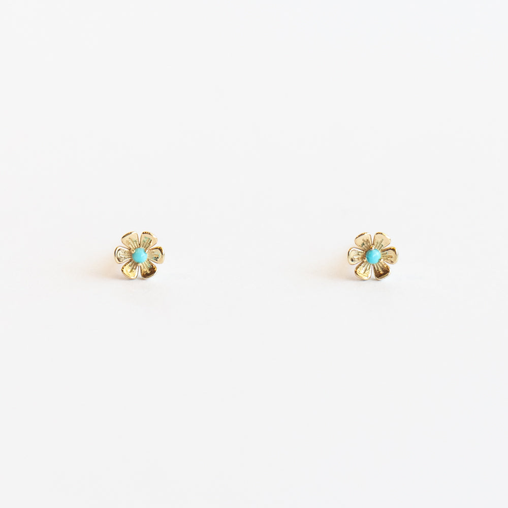 In Bloom Birthstone Stud Earrings, Turquoise