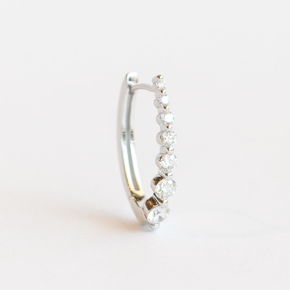 Large Oval Graduated Diamond Huggie Hoop Earring (Single)