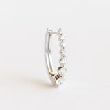 Large Oval Graduated Diamond Huggie Hoop Earring (Single)