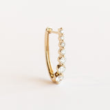 Large Oval Graduated Diamond Huggie Hoop Earring (Single)