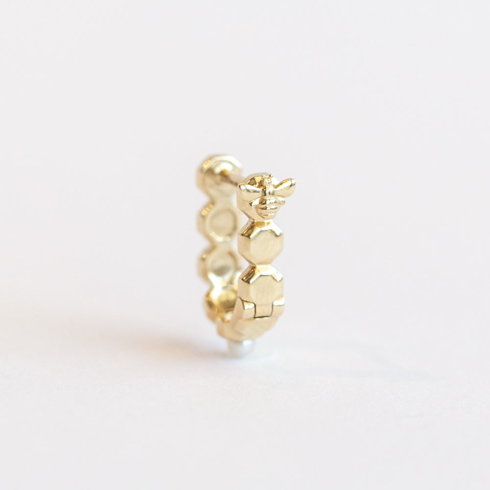 Queen Bee Pearl Huggie Hoop Earring (Single)