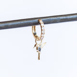 Tiny Sapphire and Diamond Colibri Hummingbird Earring Charm (Single)