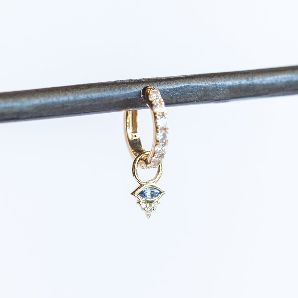 Tiny Sapphire Evil Eye Earring Charm (Single)