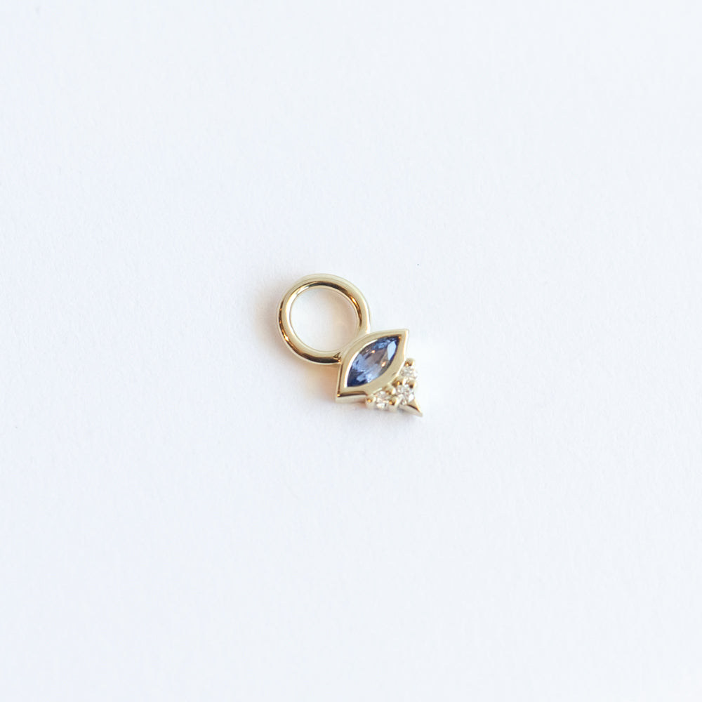 Tiny Sapphire Evil Eye Earring Charm (Single)