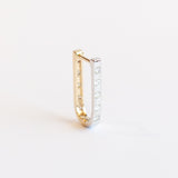 Double Sided Curved Diamond Huggie Hoop Earring (Single)